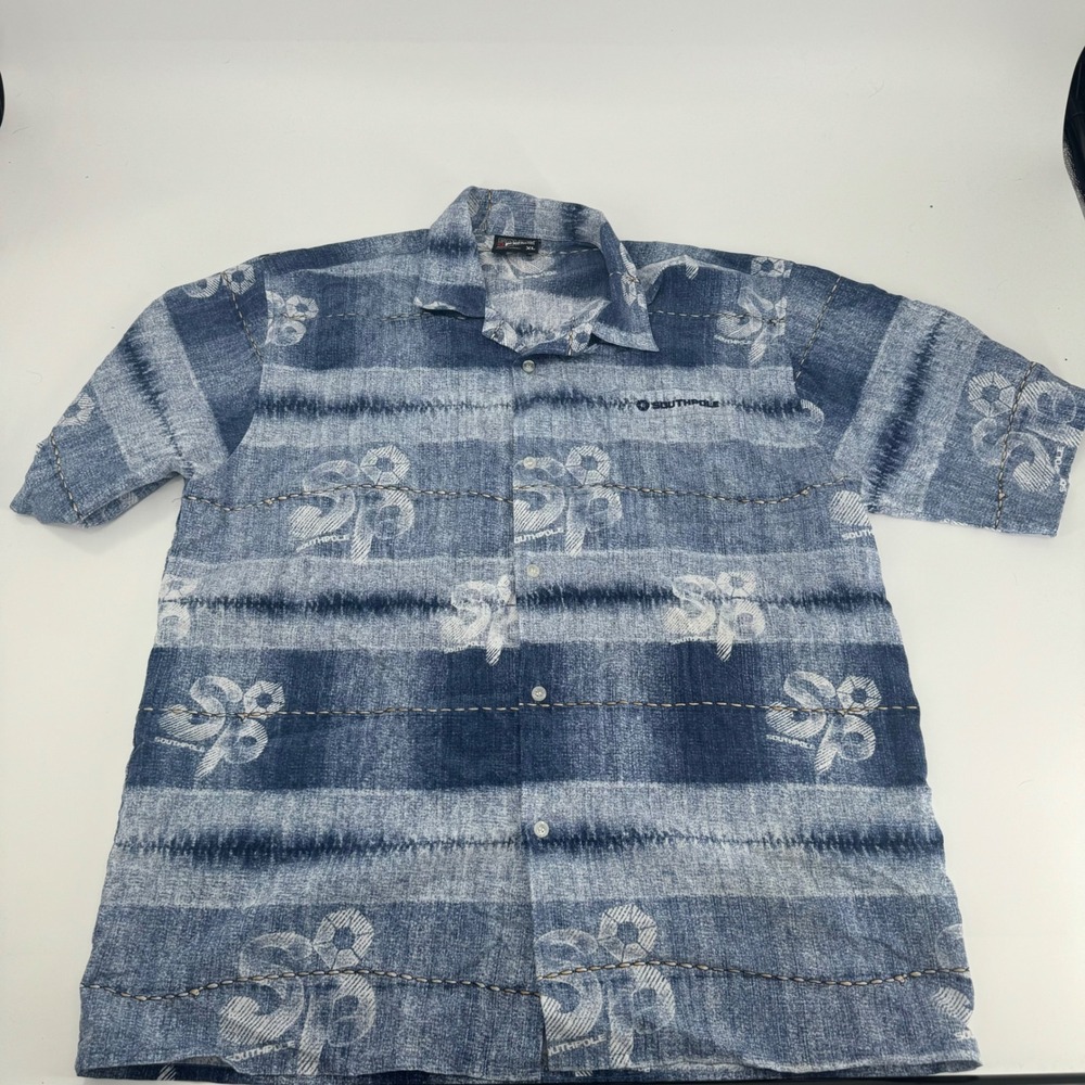 SOUTHPOLE Authentic Collection Striped Blue Button Down Shirt Men's XL